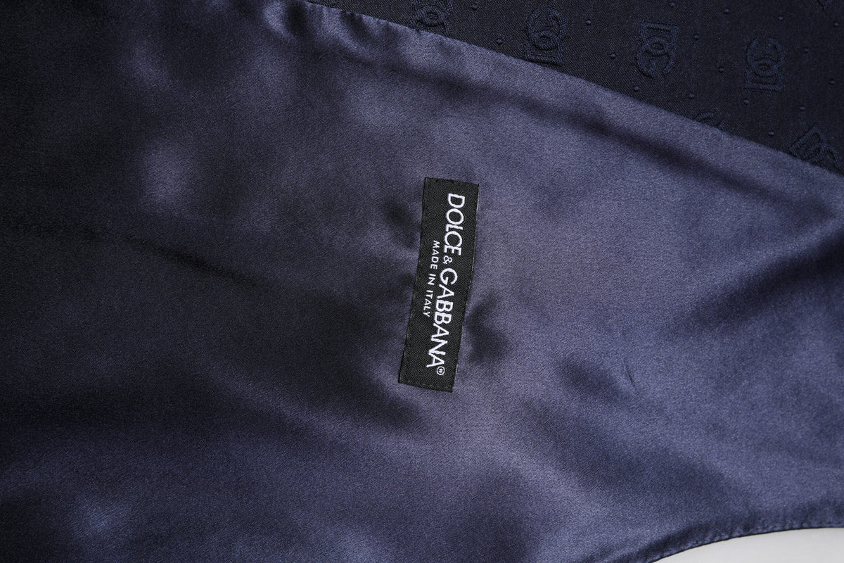 Dark Blue Logo Wool Formal Men Waistcoat Vest