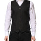 Black Stripes Wool Formal Men Waistcoat Vest