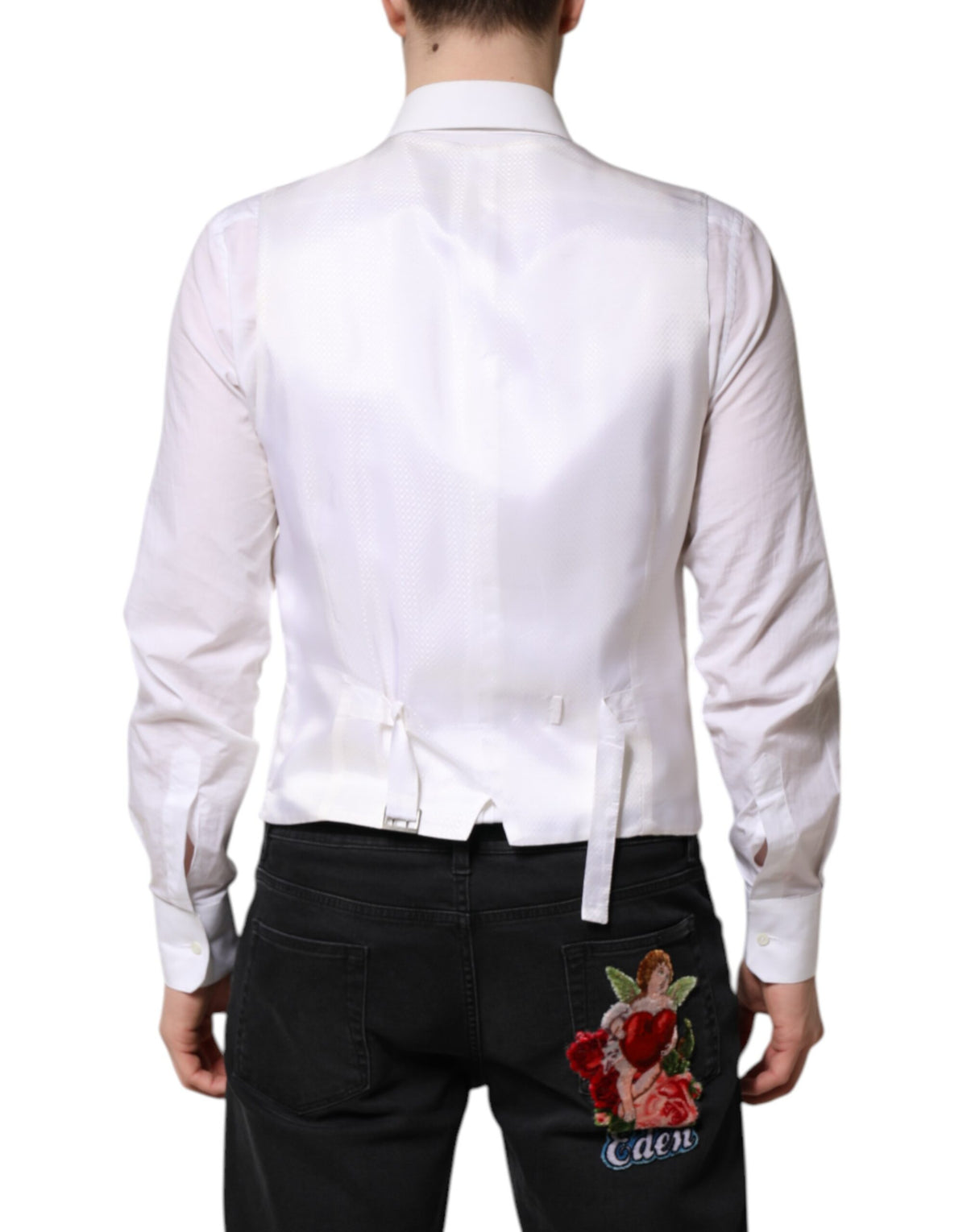 White Sequined Dress Formal Waistcoat Vest