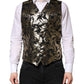 Black Gold Jacquard Formal Men Waistcoat Vest