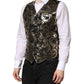 Black Gold Jacquard Formal Men Waistcoat Vest