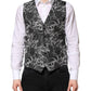 Black Gray Brocade Formal Men Waistcoat Vest