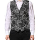 Black Gray Brocade Formal Men Waistcoat Vest