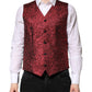 Red Floral Brocade Formal Men Waistcoat Vest
