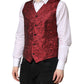 Red Floral Brocade Formal Men Waistcoat Vest