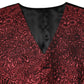 Red Floral Brocade Formal Men Waistcoat Vest