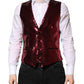 Red Sequined Dress Formal Men Waistcoat Vest