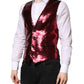 Red Sequined Dress Formal Men Waistcoat Vest