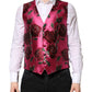 Pink Floral Satin Formal Men Waistcoat Vest