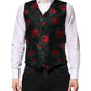 Red Floral Brocade Formal Men Waistcoat Vest