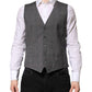 Gray Plaid Wool Formal Dress Waistcoat Vest