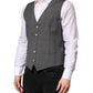 Gray Plaid Wool Formal Dress Waistcoat Vest