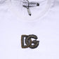White Logo Embroidery Crew Neck T-shirt