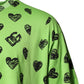 Green Heart Print Cotton Crew Neck T-shirt