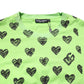 Green Heart Print Cotton Crew Neck T-shirt