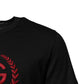 Black Cotton Embroidered Crew Neck T-shirt