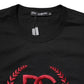 Black Cotton Embroidered Crew Neck T-shirt