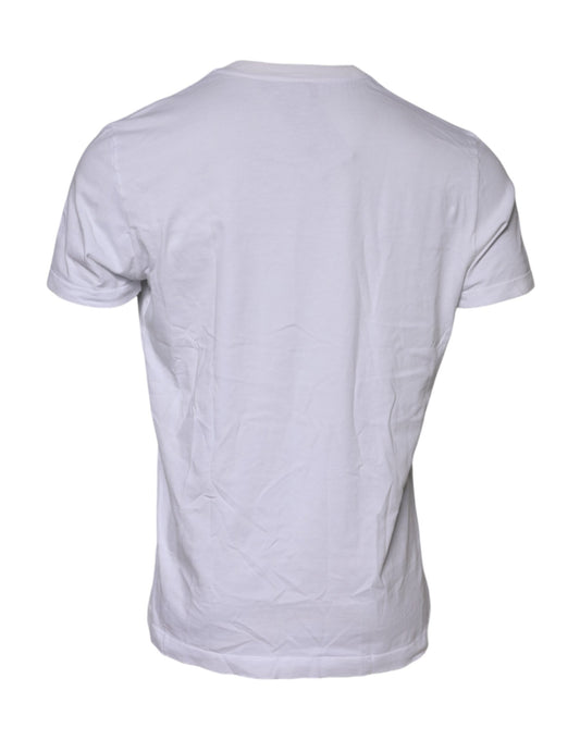 White Cotton Logo Patch Crew Neck T-shirt