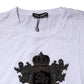 White Cotton Embroidered Round Neck T-shirt