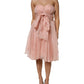 Pink Silk Chiffon A-line Pleated Midi Dress