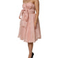Pink Silk Chiffon A-line Pleated Midi Dress