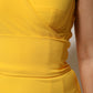 Yellow One Shoulder Side Slit Midi Dress