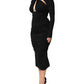 Black Long Sleeves Sheath Midi Dress