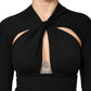Black Long Sleeves Sheath Midi Dress