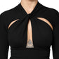 Black Long Sleeves Sheath Midi Dress