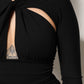 Black Long Sleeves Sheath Midi Dress