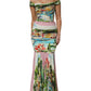 Multicolor Off Shoulder Long Sheath Dress