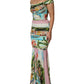 Multicolor Off Shoulder Long Sheath Dress