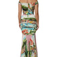 Multicolor Off Shoulder Long Sheath Dress