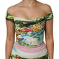 Multicolor Off Shoulder Long Sheath Dress