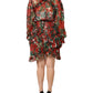 Multicolor Ruffle Floral Long Sleeves Dress