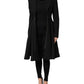 Black Polyester Single Breasted Trench Coat Jacket
