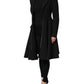 Black Polyester Single Breasted Trench Coat Jacket