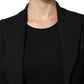 Black Polyester Single Breasted Trench Coat Jacket