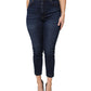 Blue Cotton High Waisted Cropped Denim Jeans