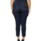 Blue Cotton High Waisted Cropped Denim Jeans