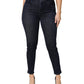 Dark Blue Cotton Skinny Cropped Denim Jeans