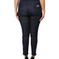 Dark Blue Cotton Skinny Cropped Denim Jeans
