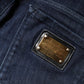 Dark Blue Cotton Skinny Cropped Denim Jeans