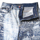Blue Washed Print High Waist Denim Jeans