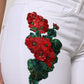 White Floral Sequined GIRLY Denim Jeans