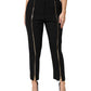 Black Wool High Waist Zipper Tapered Pants