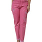 Pink Tattered Mid Waist Tapered Denim Jeans