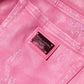 Pink Tattered Mid Waist Tapered Denim Jeans