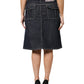 Black Cotton Blend Denim Top Skirt Casual Set