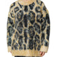 Multicolor Leopard Mohair Crew Neck Sweater